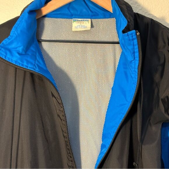 Cheetah Vintage Black Blue  Windbreaker Men L Full Zip Vinted Pockets Hood. - Picture 6 of 12